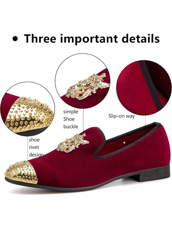 Meijiana Men\'s Red05 Leather Velvet Loafers Embellishments Luxury Formal Shoes main image 6